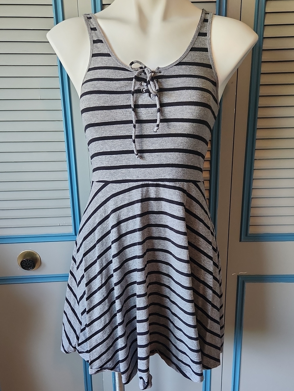 Prince & Fox Gray Black Striped Sleeveless